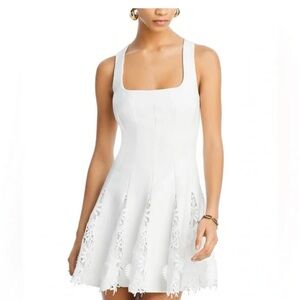Milly Ariel Cady 3D lace combo White Dress with Floral Detail